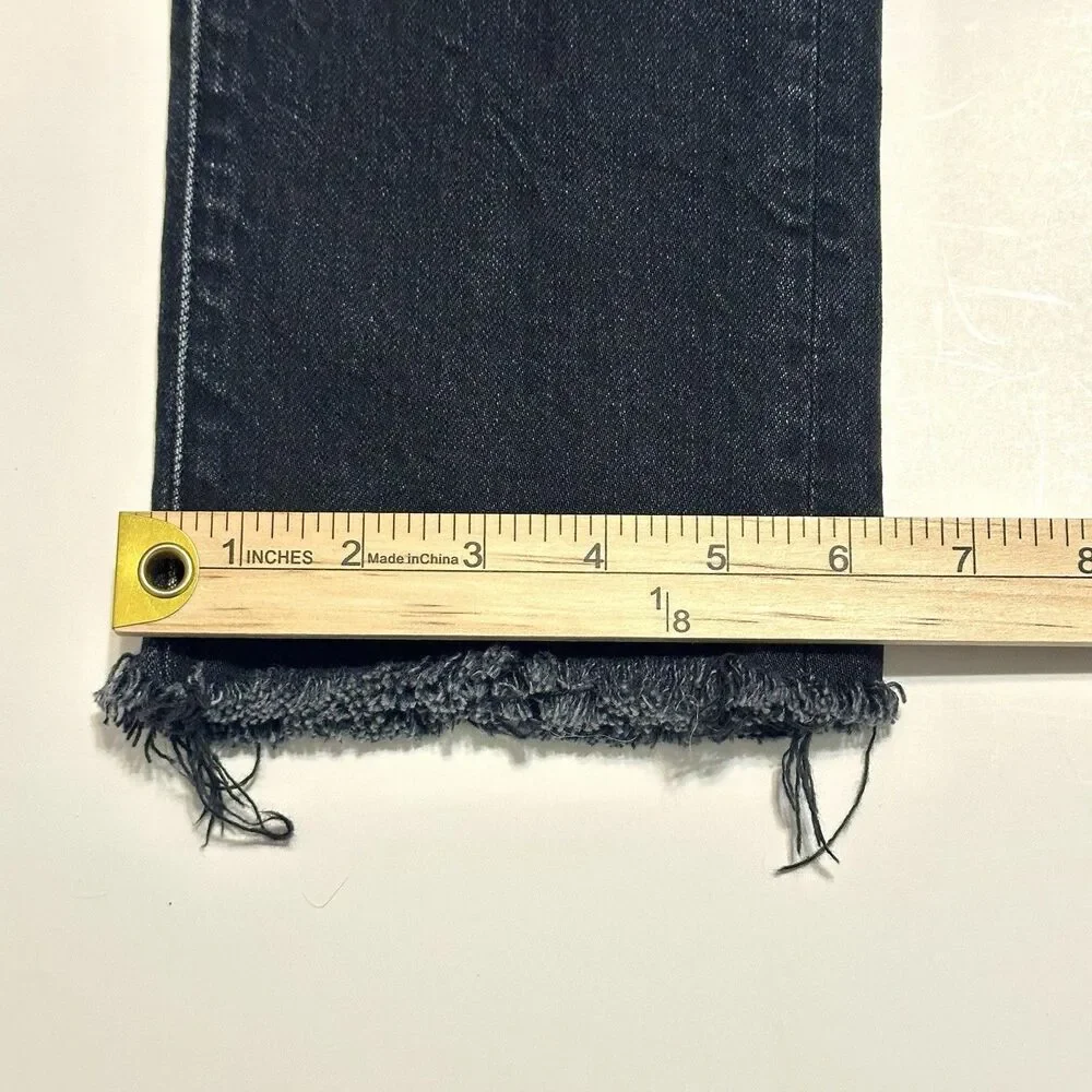 Mother Superior Jeans Black Size 25 The Scrapper Cuff Ankle Fray Who’s Sorry Now - Picture 7 of 14